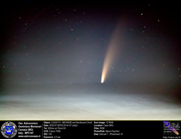 Cometa C/2020 F3 (NEOWISE) e nubi nottilucenti